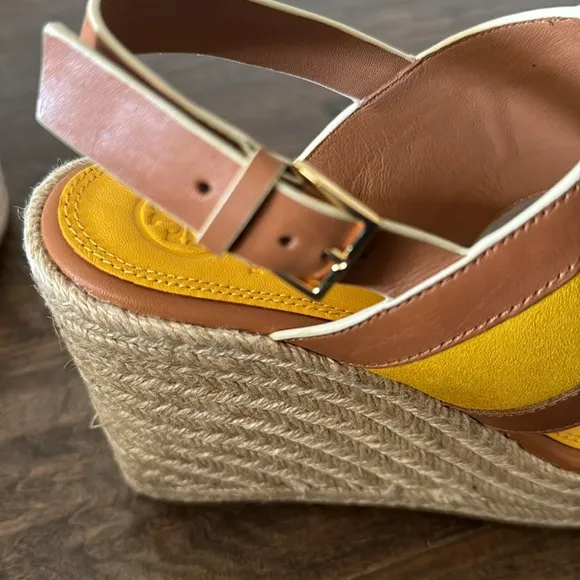 Tory Burch Leather Colorblock Espadrille Platform Sandals.  8M.  New, no box.