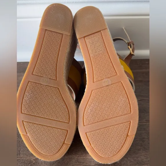 Tory Burch Leather Colorblock Espadrille Platform Sandals.  8M.  New, no box.