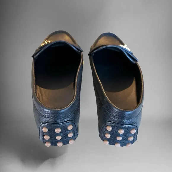 Tory Burch Loafers Size 6M Black Leather Slip Driving Shoes.