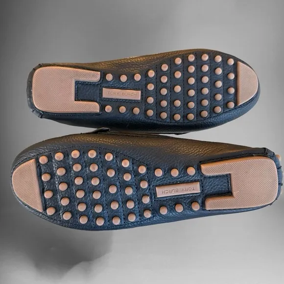 Tory Burch Loafers Size 6M Black Leather Slip Driving Shoes.