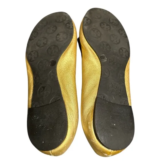 Tory Burch metallic gold ballet flats size 5 1/2 M