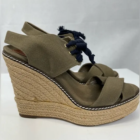 Tory Burch platform wedge sandals, EUC. Size 9B