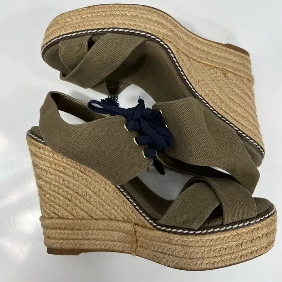 Tory Burch platform wedge sandals, EUC. Size 9B