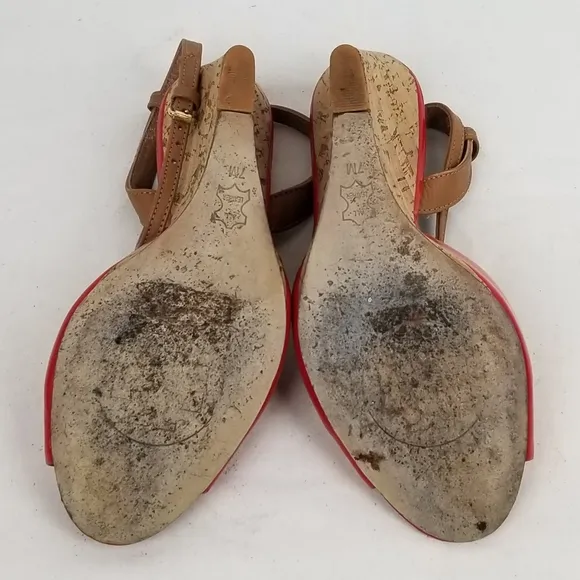 Tory Burch Red Wedge Platform Sandals size 7 M