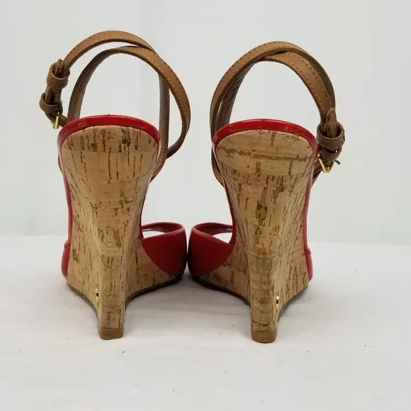 Tory Burch Red Wedge Platform Sandals size 7 M