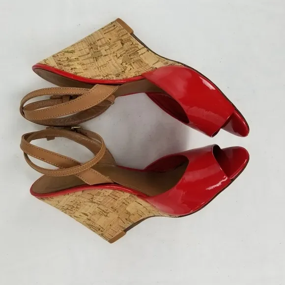 Tory Burch Red Wedge Platform Sandals size 7 M