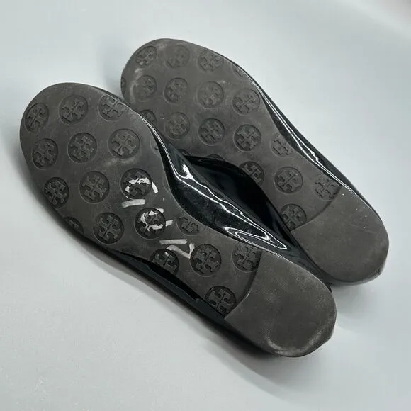 Tory Burch Reva Women's 6.5 Black Patent Leather Ballet Flats Slip-On Closed Toe