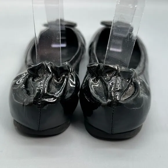 Tory Burch Reva Women's 6.5 Black Patent Leather Ballet Flats Slip-On Closed Toe