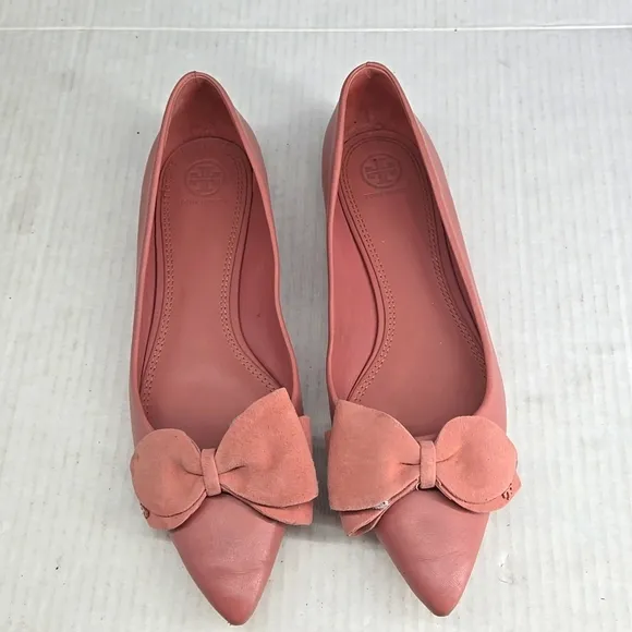 Tory Burch Rosalind Pink Bow Ballet Flats 10M