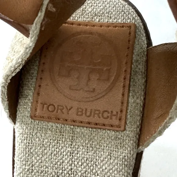 Tory Burch Size 6.5B Macy Tan Espadrille Wedge Sandals