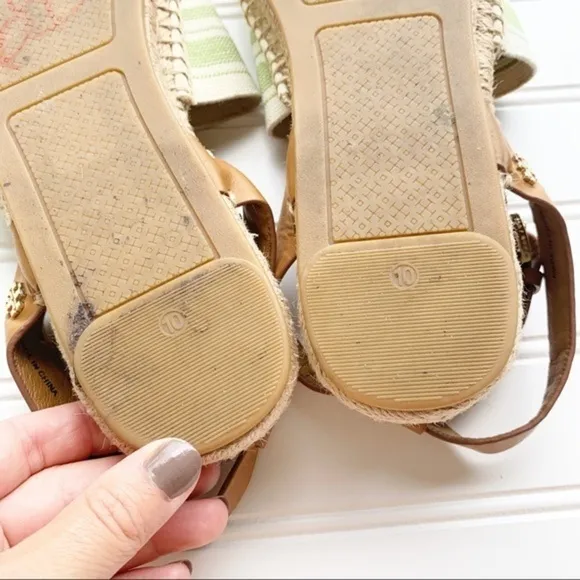 Tory Burch Striped Canvas Espadrille Sandals