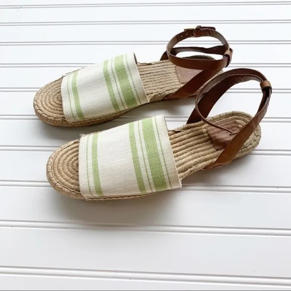 Tory Burch Striped Canvas Espadrille Sandals