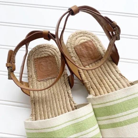 Tory Burch Striped Canvas Espadrille Sandals