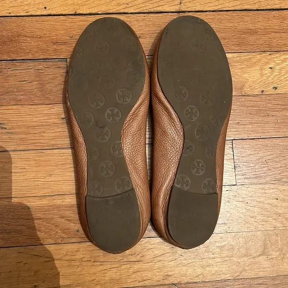 Tory Burch The Ballet Leather Flats in Golden Brown, size 11