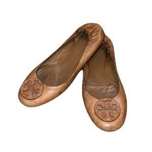Tory Burch The Ballet Leather Flats in Golden Brown, size 11
