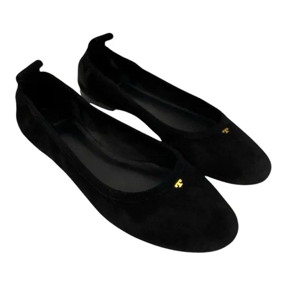 Tory Burch Therese Suede Black Ballet Flat Shoes size 6 M