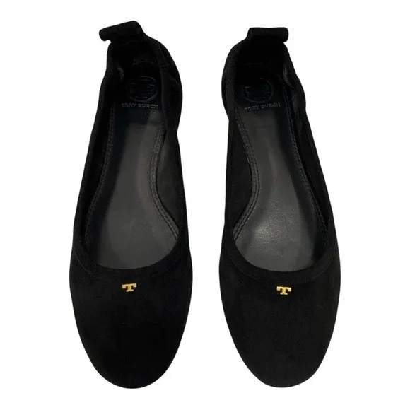 Tory Burch Therese Suede Black Ballet Flat Shoes size 6 M