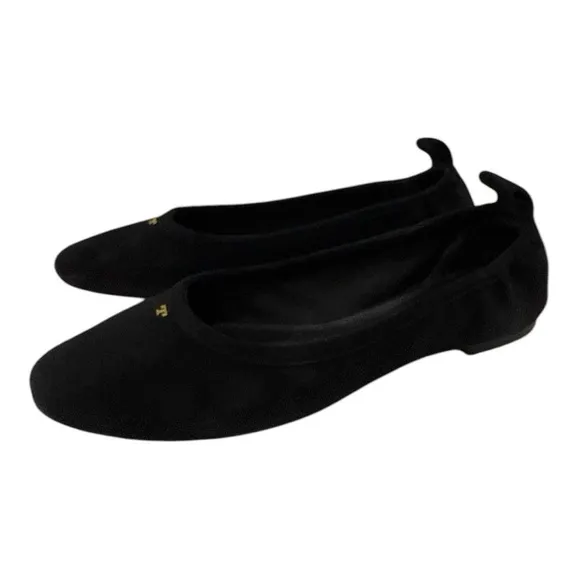 Tory Burch Therese Suede Black Ballet Flat Shoes size 6 M