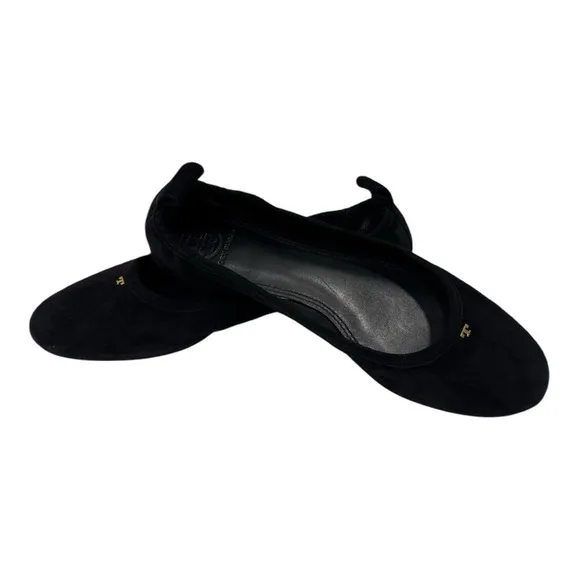 Tory Burch Therese Suede Black Ballet Flat Shoes size 6 M