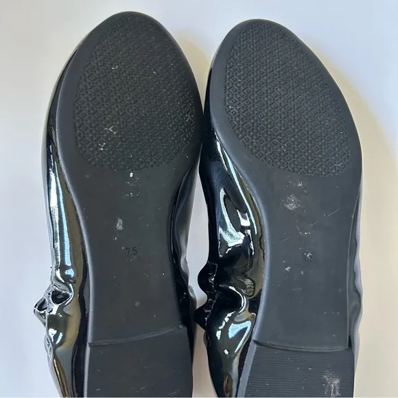Tory Burch Twiggie Black Patent Leather Slip On Ballet Flats, Size 7.5
