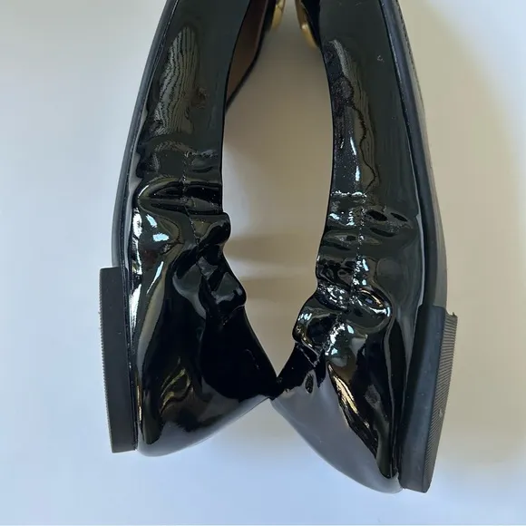 Tory Burch Twiggie Black Patent Leather Slip On Ballet Flats, Size 7.5