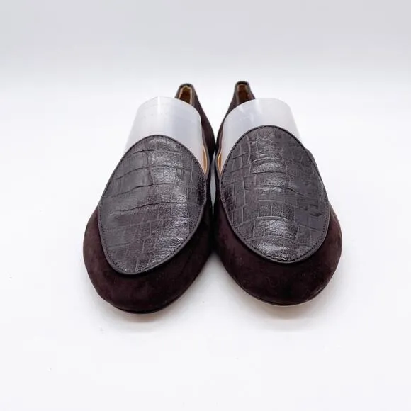 Tory Burch Women's Benton Apron Toe Loafers Flats Brown Shoes Size 6.5