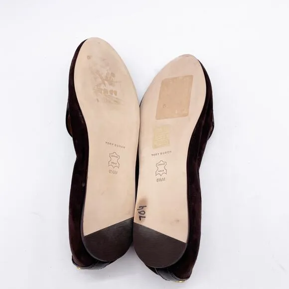 Tory Burch Women's Benton Apron Toe Loafers Flats Brown Shoes Size 6.5