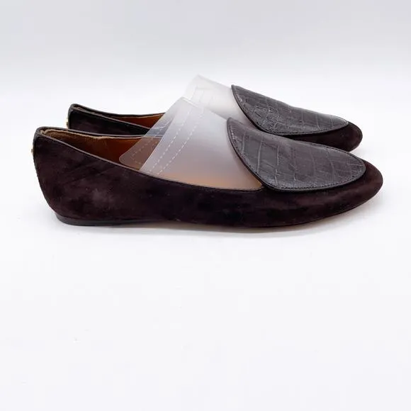 Tory Burch Women's Benton Apron Toe Loafers Flats Brown Shoes Size 6.5