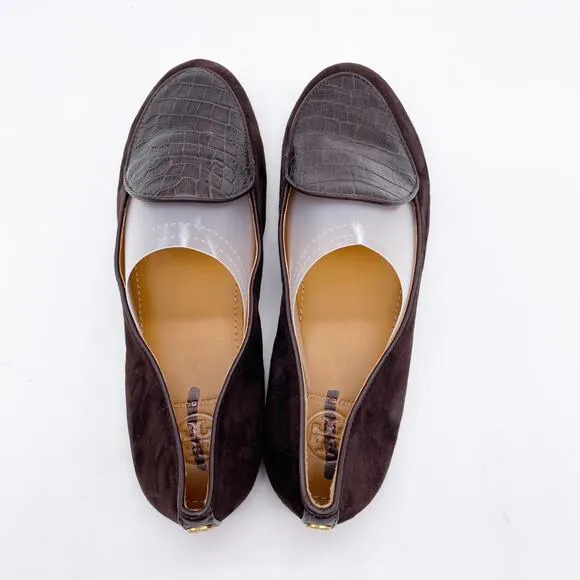 Tory Burch Women's Benton Apron Toe Loafers Flats Brown Shoes Size 6.5