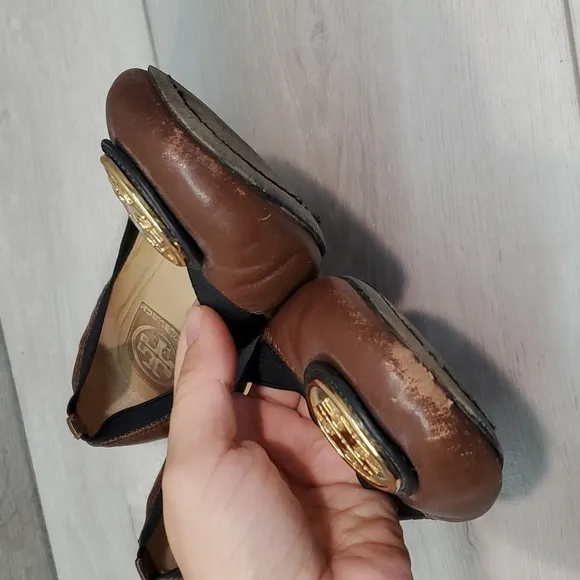 Tory Burch Womens Caroline Leather Logo Ballet Flats shoes sz 8.5M