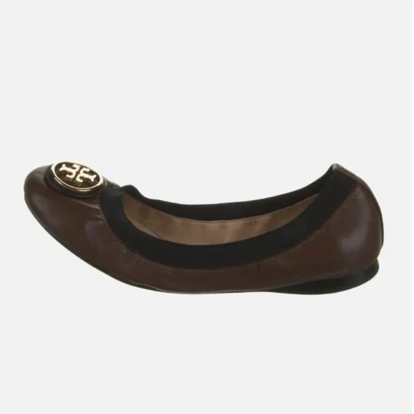 Tory Burch Womens Caroline Leather Logo Ballet Flats shoes sz 8.5M