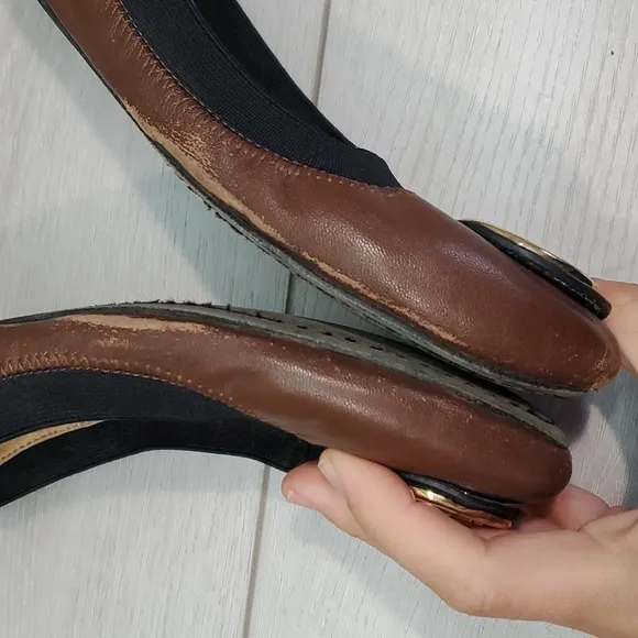 Tory Burch Womens Caroline Leather Logo Ballet Flats shoes sz 8.5M