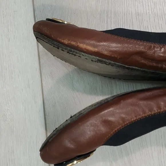 Tory Burch Womens Caroline Leather Logo Ballet Flats shoes sz 8.5M