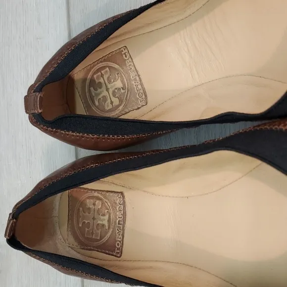 Tory Burch Womens Caroline Leather Logo Ballet Flats shoes sz 8.5M