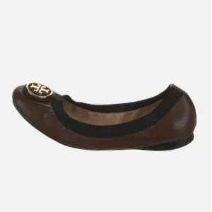 Tory Burch Womens Caroline Leather Logo Ballet Flats shoes sz 8.5M