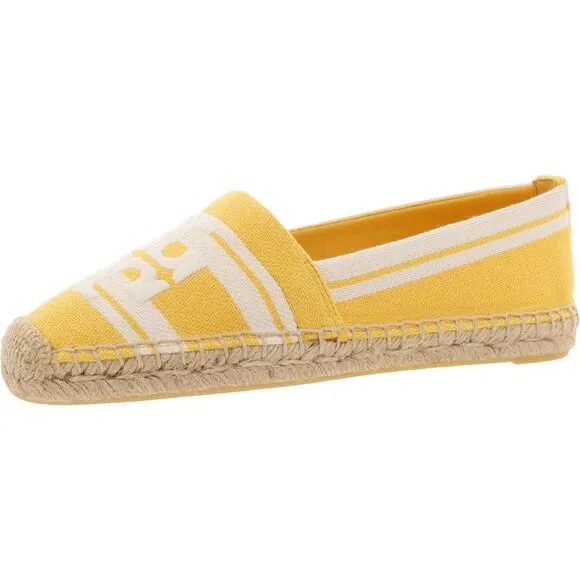 Tory Burch Womens Double T Yellow Shearling Peep-Toe Slide Sandals Shoes New