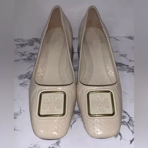 Tory Burch Women’s Georgia Block Heel Leather Pump Logo Shoes 9.5 NWB