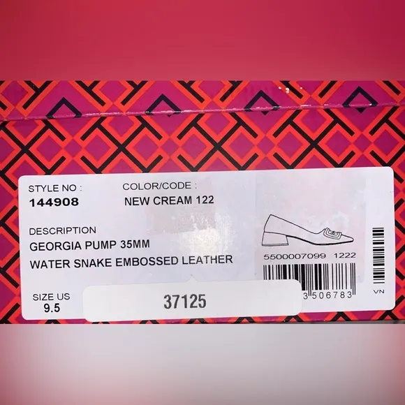 Tory Burch Women’s Georgia Block Heel Leather Pump Logo Shoes 9.5 NWB