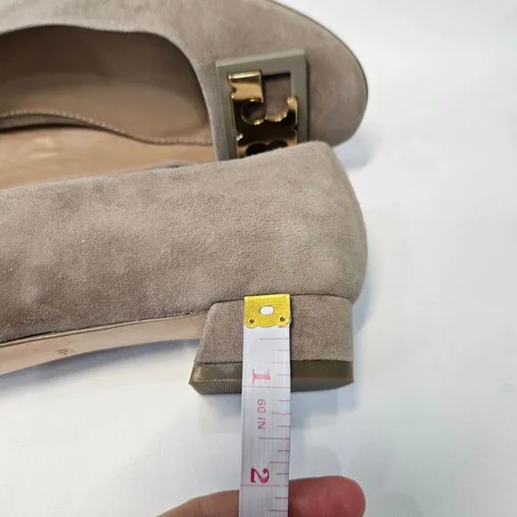 Tory Burch Womens Gigi Suede Leather Block Heel Pumps Size 7.5 Gray  Dress Shoes