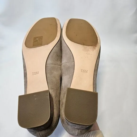 Tory Burch Womens Gigi Suede Leather Block Heel Pumps Size 7.5 Gray  Dress Shoes