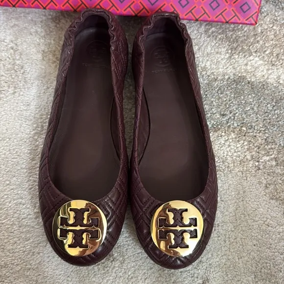 Tory Burch Women's Quilted Ballet Flats - Brown, 8,5