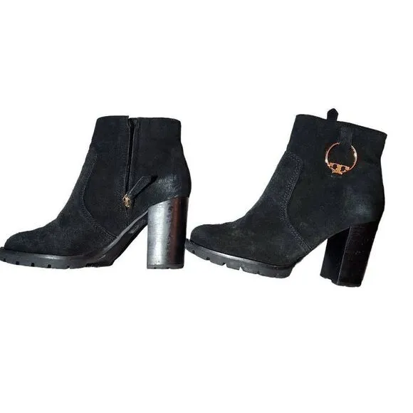 Tory Burch Womens Leather High Heel Zip Ankle Boots Size 6M