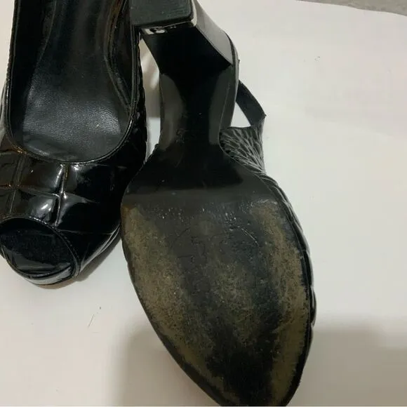 Tory Burch Allison Croc Peep Toe Sling Back Shoes Heels