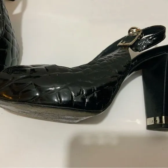 Tory Burch Allison Croc Peep Toe Sling Back Shoes Heels