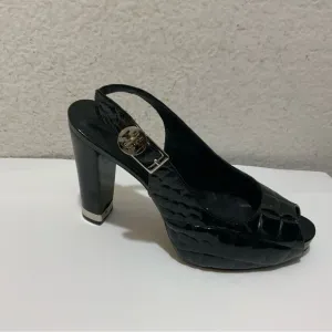Tory Burch Allison Croc Peep Toe Sling Back Shoes Heels