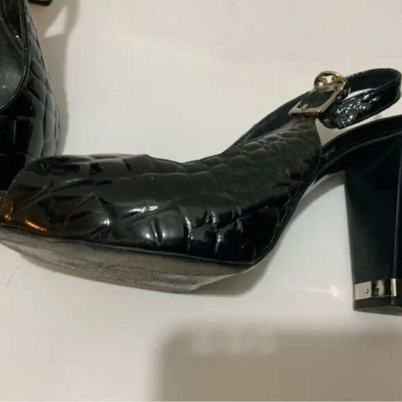 Tory Burch Allison Croc Peep Toe Sling Back Shoes Heels
