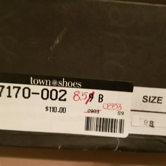 Town Shoes Black Satin Peep-Toe Low Heels