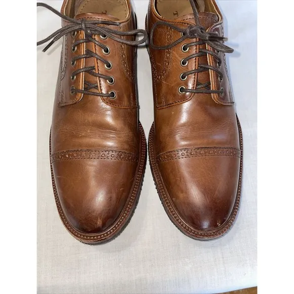 Trask Captoe Dress Shoes Men’s Size 9.5 M Brown Leather Oxfords City Going Out