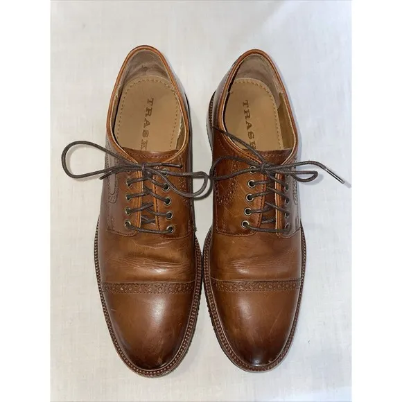 Trask Captoe Dress Shoes Men’s Size 9.5 M Brown Leather Oxfords City Going Out