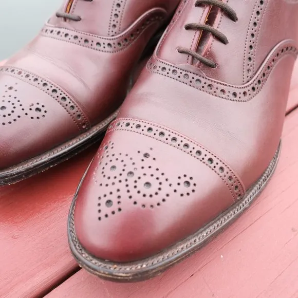 Tricker's Men's Wing Tip Oxford Brogue Dress Shoes 9.5 D Wise Bros Burgundy